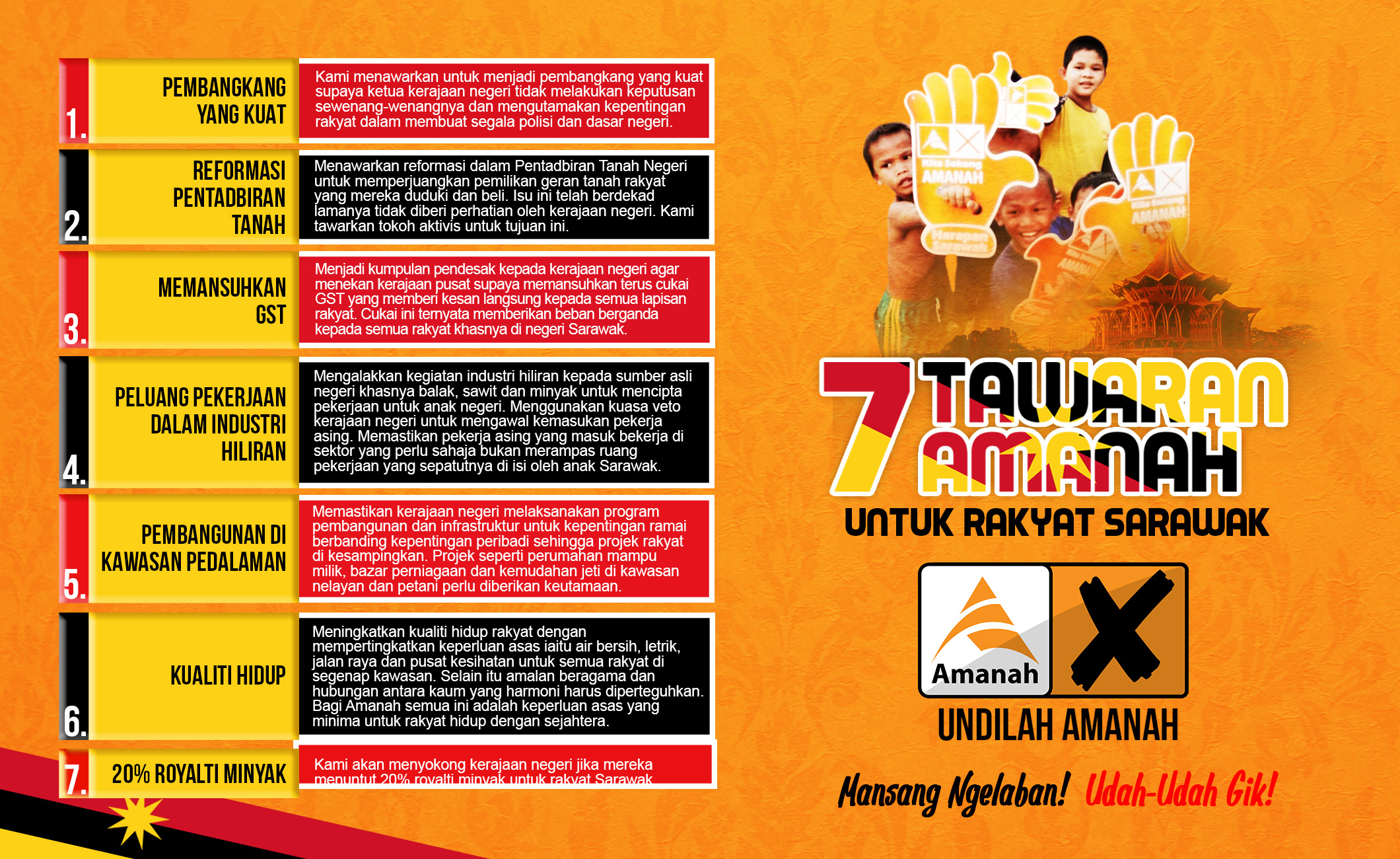 Poster 7 Tawaran AMANAH untuk PRN11 Sarawak